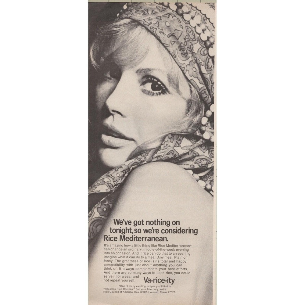 Va Rice ity Mediterranean Rice Food Lifestyle Houston TX Vintage Print Ad 1970